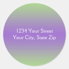 緑と紫の封筒用シール（住所） ラウンドシール