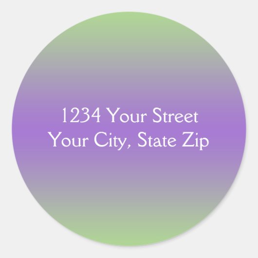 緑と紫の封筒用シール（住所） ラウンドシール (正面)