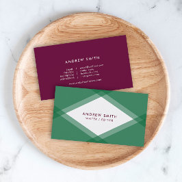 緑と紫の層状の幾何学的ソーシャルメディア 名刺