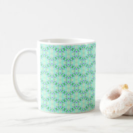 緑と紫の幾何学的な花の花びら コーヒーマグカップ