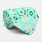 緑と紫の幾何学的な花の花びら ネクタイ (ロール)