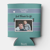 緑と紫の愛パパの友最高の達の写真 缶クーラー (正面)