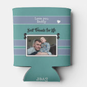 緑と紫の愛パパの友最高の達の写真 缶クーラー (裏面)