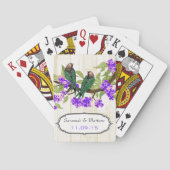 緑と紫の愛結婚鳥の遊カード トランプ (裏面)