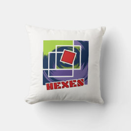 緑と紫の抽象芸術反乱四角形（ヘキス付） クッション