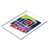 緑と紫の抽象芸術反乱四角形（ヘキス付） ノートブック (左側)