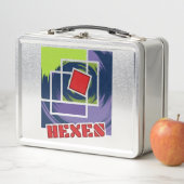 緑と紫の抽象芸術反乱四角形（ヘキス付） メタルランチボックス (インサイチュ)