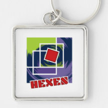 緑と紫の抽象芸術正方形とヘックス文字