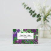 緑と紫の抽象芸術流体アート 名刺 (スタンド正面)