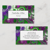 緑と紫の抽象芸術流体アート 名刺 (正面/裏面)