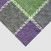緑と紫の格子状のウール生地のテクスチャ 薄葉紙 (詳細)