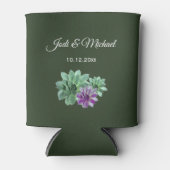 緑と紫の植物性結婚多肉 缶クーラー (正面)