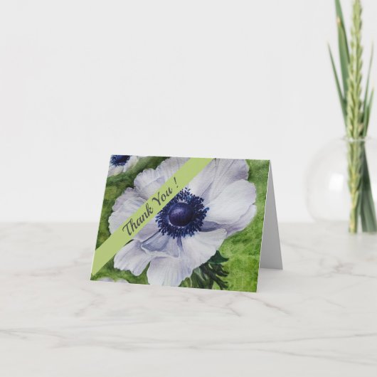 緑と紫の水カラーフローラ サンキューカード (正面)
