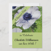 緑と紫の水カラー誕生日フローラ 招待状 (正面)