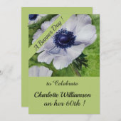 緑と紫の水カラー誕生日フローラ 招待状 (正面/裏面)