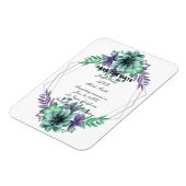 緑と紫の水色のフローラ保存日付 マグネット (左側)