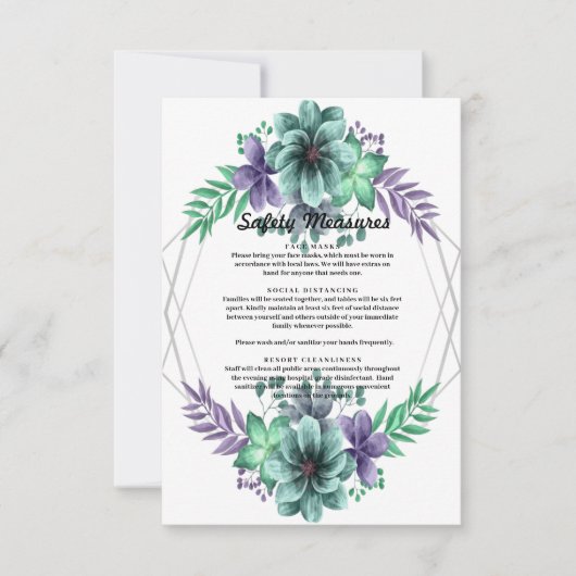 緑と紫の水色のフローラ安全対策 サンキューカード (正面)