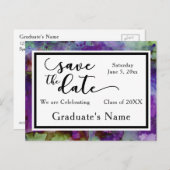 緑と紫の水色卒業の日付を保存 ポストカード (正面/裏面)