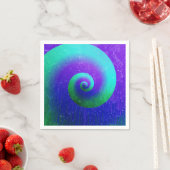 緑と紫の絞り染め渦 スタンダードカクテルナプキン (インサイチュ)