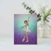 緑と紫の背色彩の鮮やか景とバレリーナ ポストカード (スタンド正面)