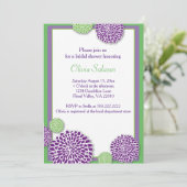 緑と紫の花ブライダルシャワーの招待 招待状 (スタンド正面)