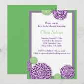 緑と紫の花ブライダルシャワーの招待 招待状 (正面/裏面)