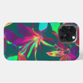 緑と紫の花柄 iPhoneケース (裏面横)