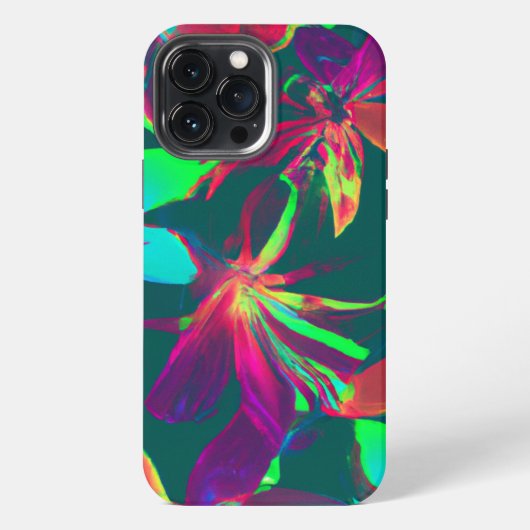 緑と紫の花柄 iPhoneケース (裏面)