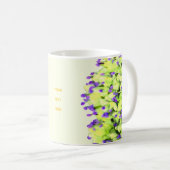 緑と紫の花 コーヒーマグカップ (正面右)