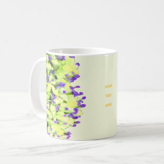 緑と紫の花 コーヒーマグカップ (正面左)