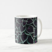 緑と紫の葉植物 コーヒーマグカップ (正面右)
