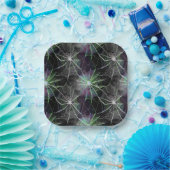 緑と紫の賢いクモの巣 ペーパープレート (パーティー)