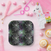 緑と紫の賢いクモの巣 ペーパープレート (パーティー)