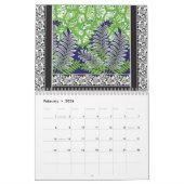 緑と紫のpを特徴とする装飾デザイン カレンダー (2月 2026)