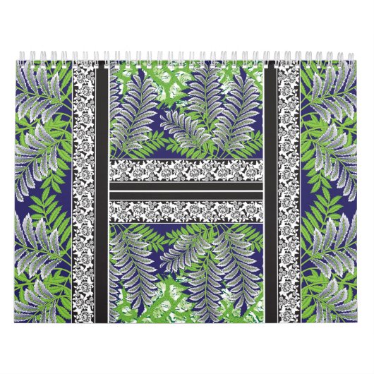 緑と紫のpを特徴とする装飾デザイン カレンダー (カバー)