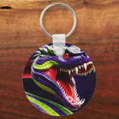 緑と紫鮮やかのコブラはかりで測ヘビ キーホルダー (正面)