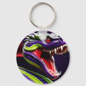 緑と紫鮮やかのコブラはかりで測ヘビ キーホルダー (裏面)