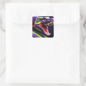 緑と紫鮮やかのコブラはかりで測ヘビ スクエアシール (バッグ)