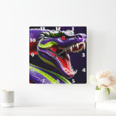 緑と紫鮮やかのコブラはかりで測ヘビ スクエア壁時計 (ホーム)