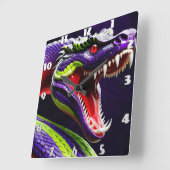 緑と紫鮮やかのコブラはかりで測ヘビ スクエア壁時計 (傾斜)