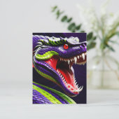 緑と紫鮮やかのコブラはかりで測ヘビ ポストカード (スタンド正面)