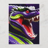 緑と紫鮮やかのコブラはかりで測ヘビ ポストカード (正面)