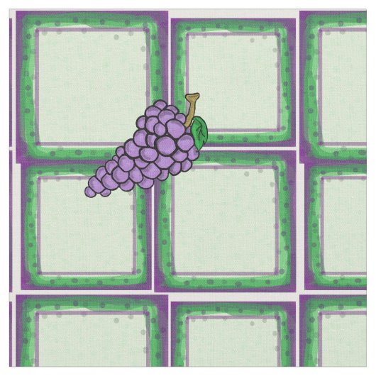 緑と紫+ブドウ生地 ファブリック (クローズアップ)