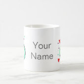 緑と紫、赤いハート コーヒーマグカップ (中央)