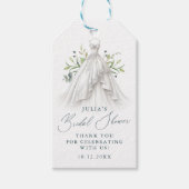 緑と結婚のドレスありがとうブライダルシャワー ギフトタグ (正面)