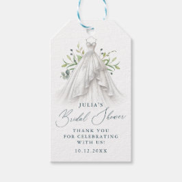 緑と結婚のドレスありがとうブライダルシャワー ギフトタグ