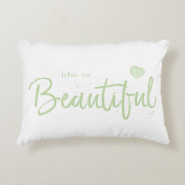 緑と緑の生命の文字 アクセントクッション