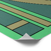 緑と自然オリーブの幾何学的抽象芸術 ポスター (角)