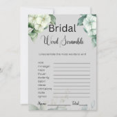 緑と花ブライダルグレーワードスクランブルゲーム 招待状 (正面)