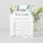 緑と花ブライダルホワイトワードスクランブルゲーム 招待状 (スタンド正面)
